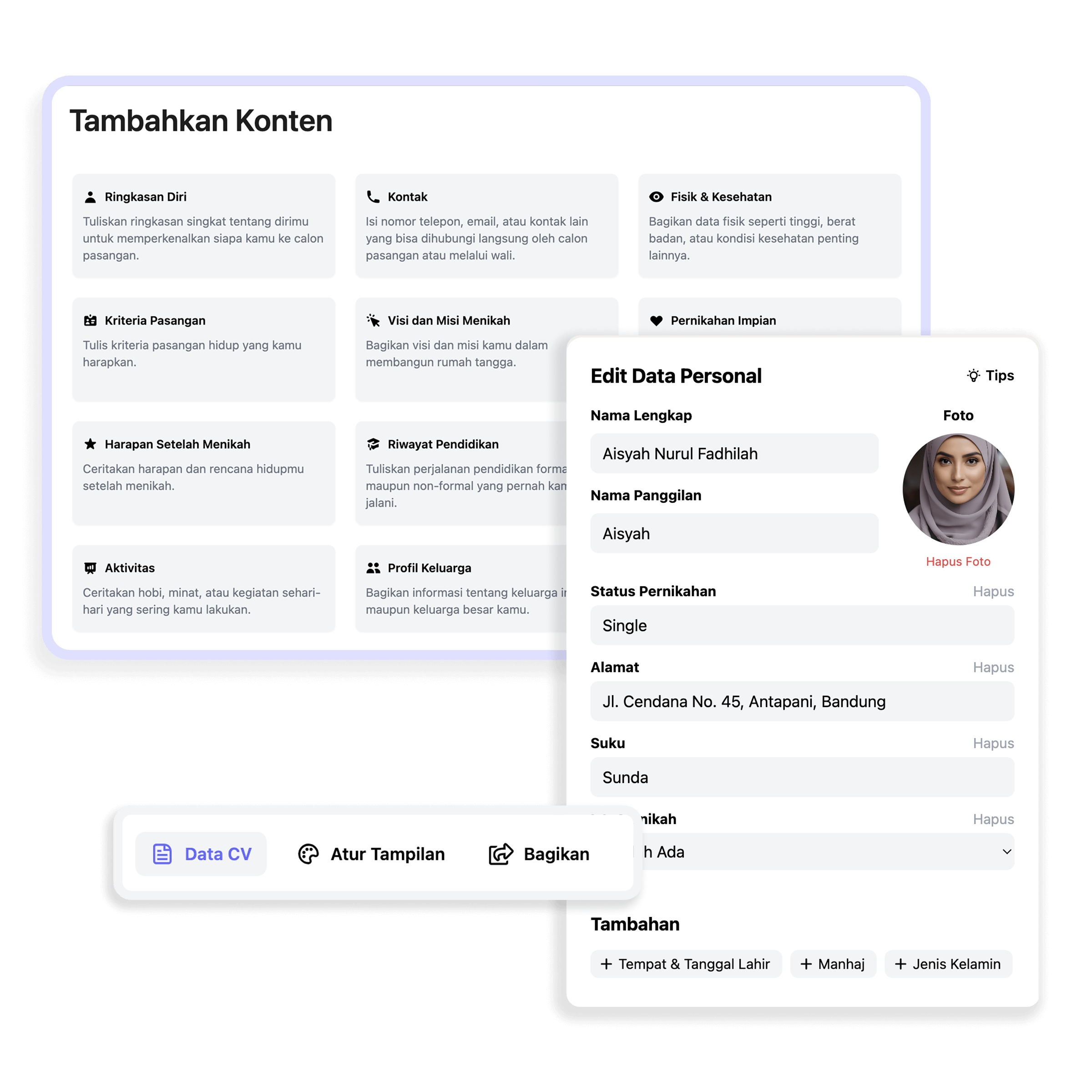 Membuat CV taaruf Islami online