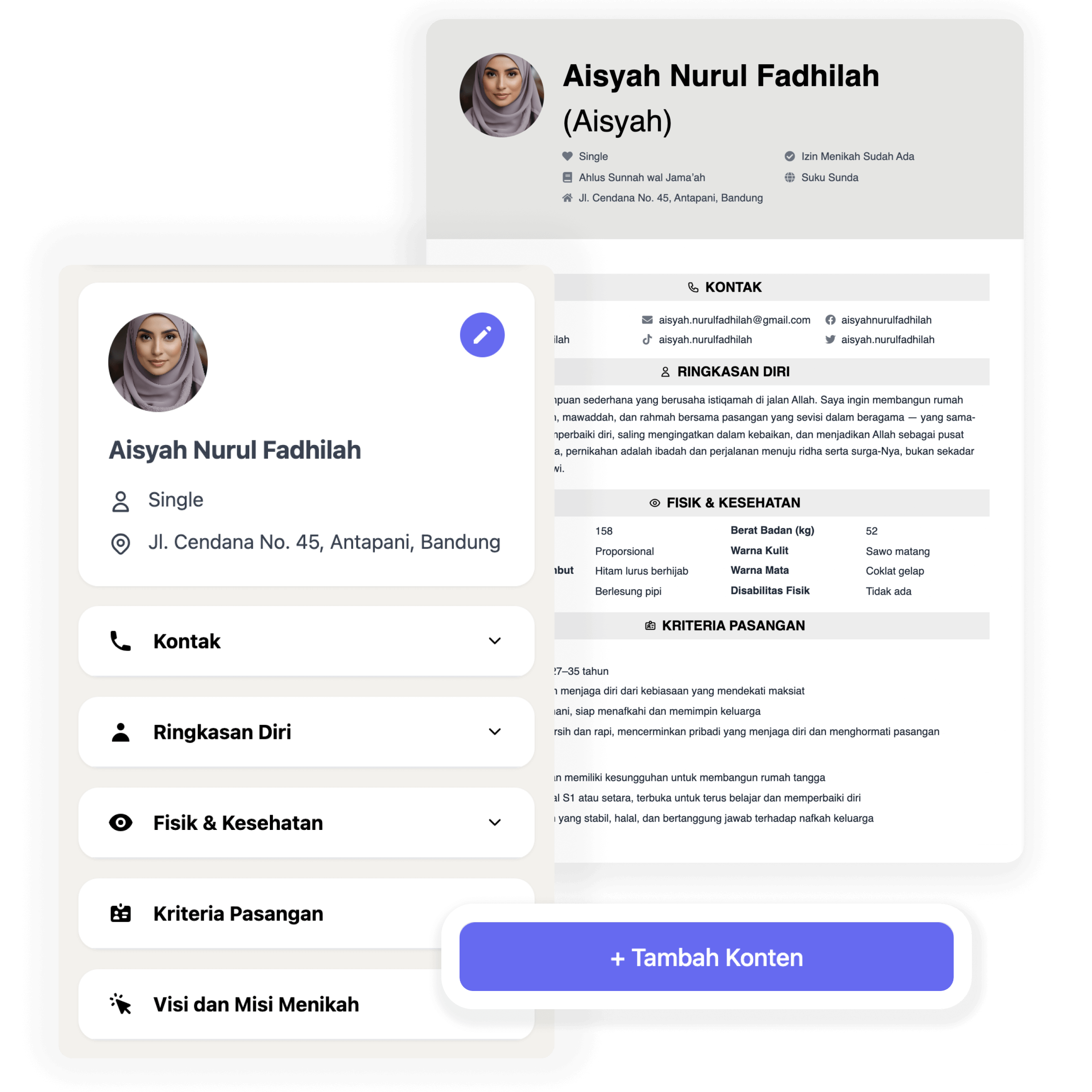 Tampilan aplikasi CV Taarufku untuk membuat CV taaruf Islami dengan mudah
